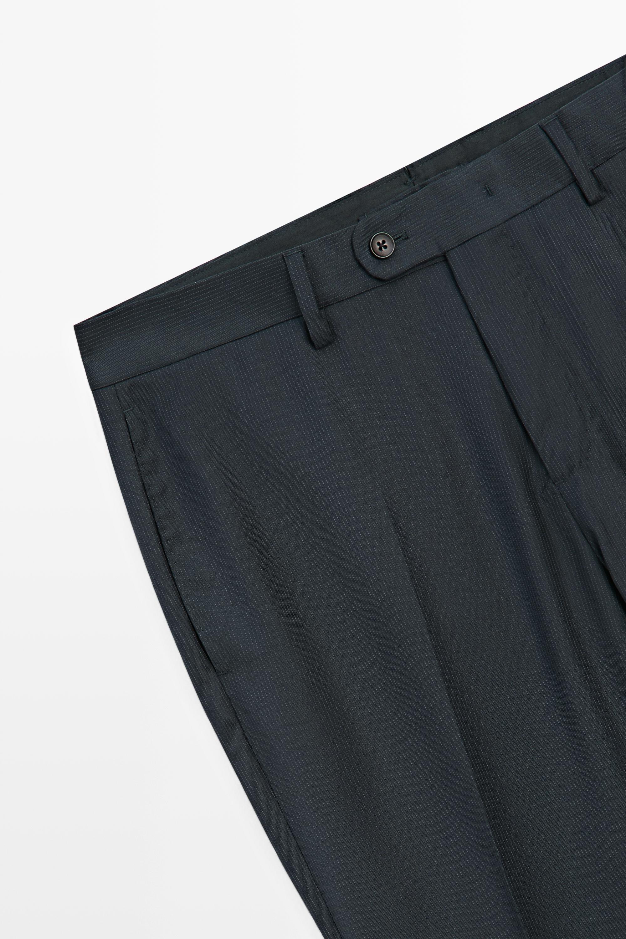 Striped wool blend suit trousers